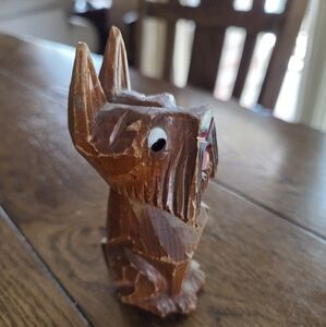 German Hand Carved Scottish Terrier From A 1930s Black Forest Smoking Set